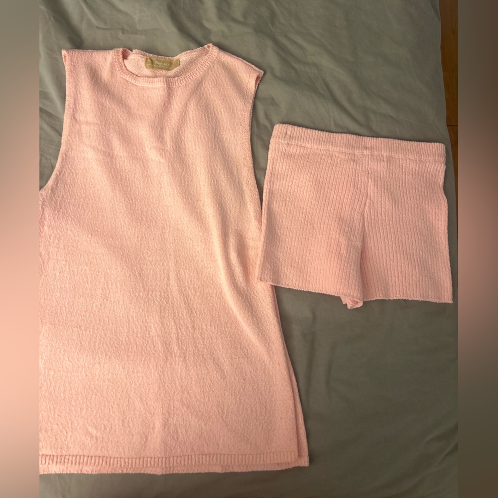 Free People Swearer Knit Top and Short Set
